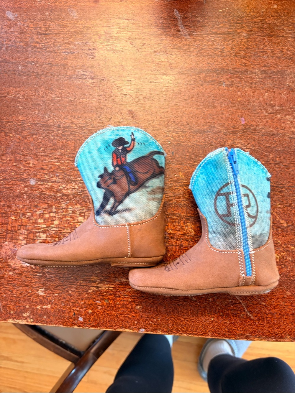 Roper Tan Suede Kids Cowboy Boots with Turquoise Shaft Accent